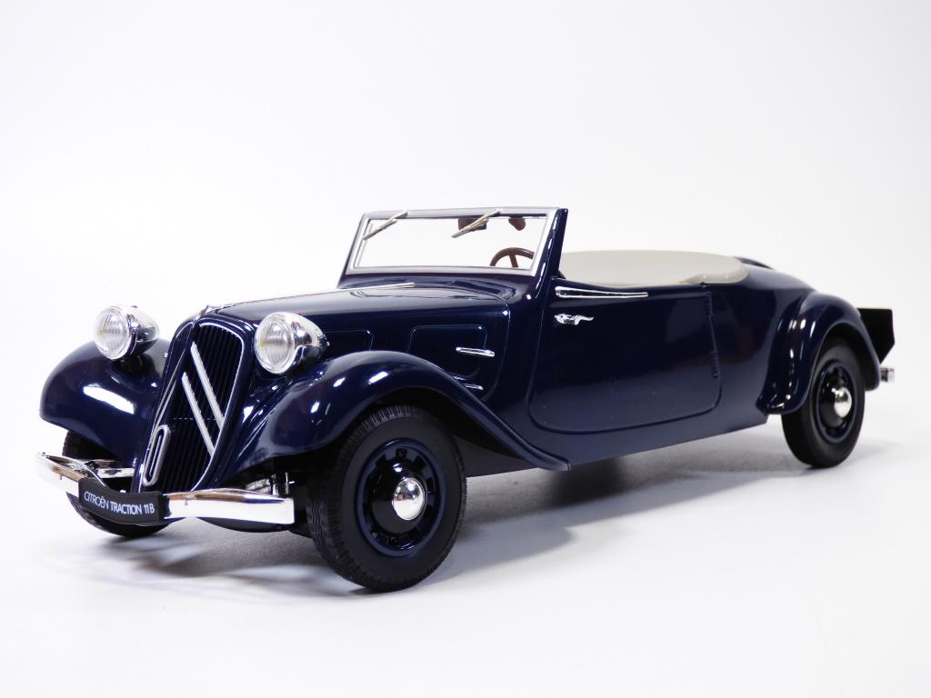 Norev 1/18 - CITROEN Traction 11B Cabriolet Bleu 1938 (Modèle Réduit, Neuf)