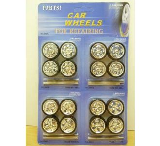 SET de 16 JANTES D33mm Tuning CHROMEES avec SPINNER 1/18 WHEELS 2005A