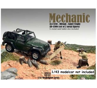 Set de 2 FIGURINES MECANICIEN 4x4 1/43 American Diorama 43004 6856457010002 CAMEL TROPHY