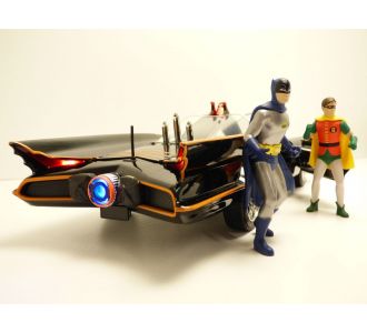BATMOBILE SERIE TV LINCOLN FUTURA AVEC FIGURINES BATMAN ET ROBIN ET PHARES QUI S'ALLUMENT 1/18 JADA 98625 801310986257 80ANS ANNIVERSAIRE B07MKSJ5ZQ