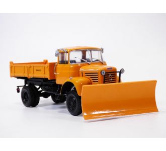 Camion BERLIET L64 4x4 orange 1967 CHASSE NEIGE 143 lame à neige
