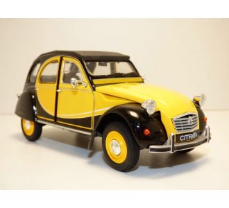 CITROEN 2CV CHARLESTON JAUNE ET NOIR 1/24 WELLY 24009 FRENCH CAR TOUCH VOITURE TYPIQUE REPRESENTATIVE FRANCE IDEE CADEAUX ENTREPRISE