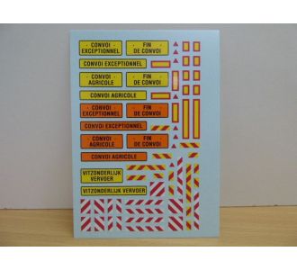 DECALCOMANIES CONVOI EXCEPTIONNEL CONVOI AGRICOLE VITZONDERLIJK VERVOER  VIRAGES 386 TRANSFER FGRANCAIS NEERLANDAIS NETHERLAND