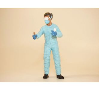 FIGURINE COMBINAISON COVID HAZMAT CREW 1/18 AMERICAN DIORAMA AD-76268 686162762682 DESINFECTION LABORANTIN