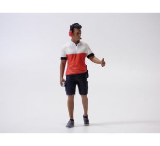 Figurine RACE CREW 1 mécanicien à genoux 1/18 American Diorama 19001 685457099847 F1 rallye accessoire diorama