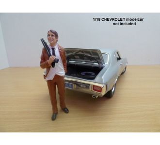 FIGURINE GANGSTER COSTUME MARRON ARME A LA MAIN 1/18 AMERICAN DIORAMA AD23885 ROBBER III 616983238851