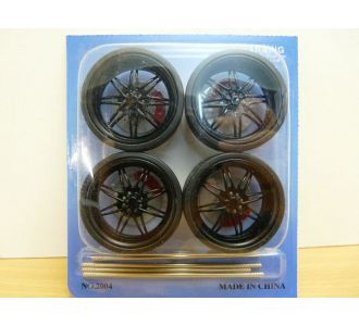 JEU DE JANTES TUNING NOIRES + PNEU 1/18 WHEELS 2004 N°12