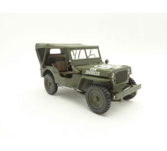 JEEP WILLYS SOFT TOP FERME 1/43 CARARAMA 950D-4 WILLY'S WW2 US ARMY 1944 CLOSED TOP