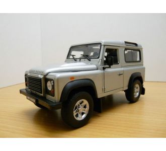 LAND ROVER DEFENDER 90 GRIS METALLISE 1/24 WELLY 22498 SILVER METALLIC ZILBER