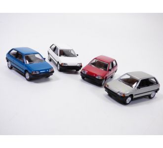 Lot de 4x CITROEN AX 3 portes 1/64 1986 bleu blanc rouge gris Norev AMC01915195 3551091915195
