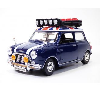 AUSTIN MINI COOPER bleu Union Jack avec galerie 1962 1/18 MotorMax 79741 661732797417