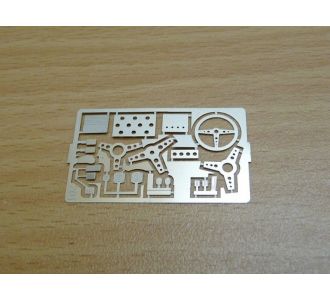 PHOTODECOUPE métal VOLANT PEDALIER REPOSE PIED COPILOTE PILOTE 1/43 - 1/32 VIRAGES 201 MINIATURE 1/43e - 1/32e ACCESSOIRES MODELISME PREPARATION AUTOMOBILE