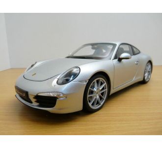 PORSCHE 911 - 991 CARRERA S GRIS METALLISE SILVER SILBER ZILBER 1/18 2012 MINIATURE MODELCAR Welly 18047S