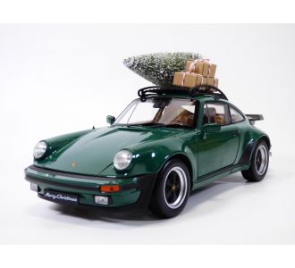 PORSCHE 911 - 933 TURBO 3.3L vert & galerie & sapin & cadeau Noël 1/18 Norev 187669 3551091876694