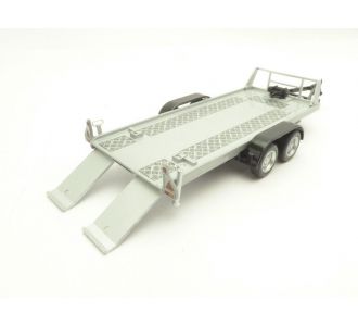 REMORQUE PLATEAU PORTE AUTO DOUBLE ESSIEU 1/43 TRANSPORT DE VOITURE MINIATURE CARARAMA 157-002 TOW CAR TRAILER