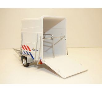 REMORQUE TRANSPORT DE CHEVAUX CHEVAL POLICE PAYS BAS POLITIE 1/43 CARARAMA 4-92820 HORSE TRAILER WITH HORSE 8719247601599