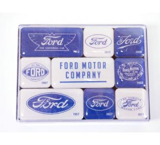 Set de 9 MAGNETS de frigo FORD Logo Evolution 1903 - 1957