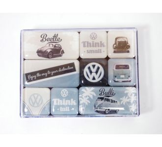Set de 9 MAGNETS de frigo VOLKSWAGEN Think tall & Small VW 4036113830544 B00BEWJSU6 NOSTALGICART 83054 AIMANTS