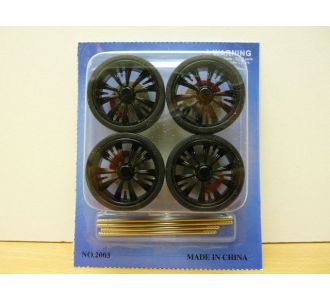 SET DE 4 JANTES TUNING NOIRES D34 mm + PNEUS 1/18 n°31