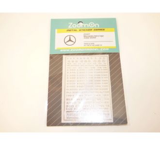 Sticker métal relief logo MERCEDES - 2.3 - 3.0 - VO BITURBO - V6 - V12 - E320 - E240 - E350 - E430 - S500 - S320 - S600 - CLS350 - SLK320 - 190E - SLS - A160 - 300CE - 560SEC - AMG - MERCEDES-BENZ 1/43 1/24 1/18 ZOOMON ZD027
