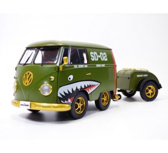 VOLKSWAGEN COMBI T1 raccourci + remorque cool army fighter 1/18 Solido S1810901 3663506024887 B0DSWH34M6 VW Kombi