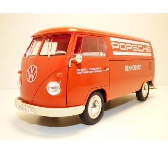 VOLKSWAGEN COMBI T1 UTILITAIRE TOLE PORSCHE RENNDIENST  BUS PANEL VAN  WELLY 18053 1/18 VW KOMBI ASSISTANCE PORSCHE T1 TYPE 2
