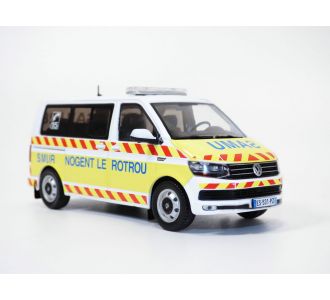 VOLKSWAGEN TRANSPORTER T6 AMBULANCE SAMU NOGENT LE ROTROU 28 1/43 ODEON 088 4895102331819 VW