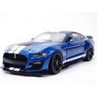 FORD MUSTANG SHELBY GT500 bleu & bandes blanches 1/18 2022