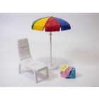 Set accessoires de PLAGE 1/18 parasol & chaise longue