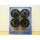 SET DE 4 JANTES TUNING NOIRES D34 mm + PNEUS 1/18 n°31