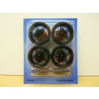 SET DE 4 JANTES TUNING NOIRES D34 mm + PNEUS 1/18 n°32