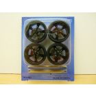 SET DE 4 JANTES TUNING NOIRES D34 mm + PNEUS 1/18 n°33