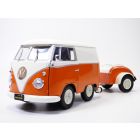 VOLKSWAGEN COMBI T1 raccourci + remorque orange 1/18 VW