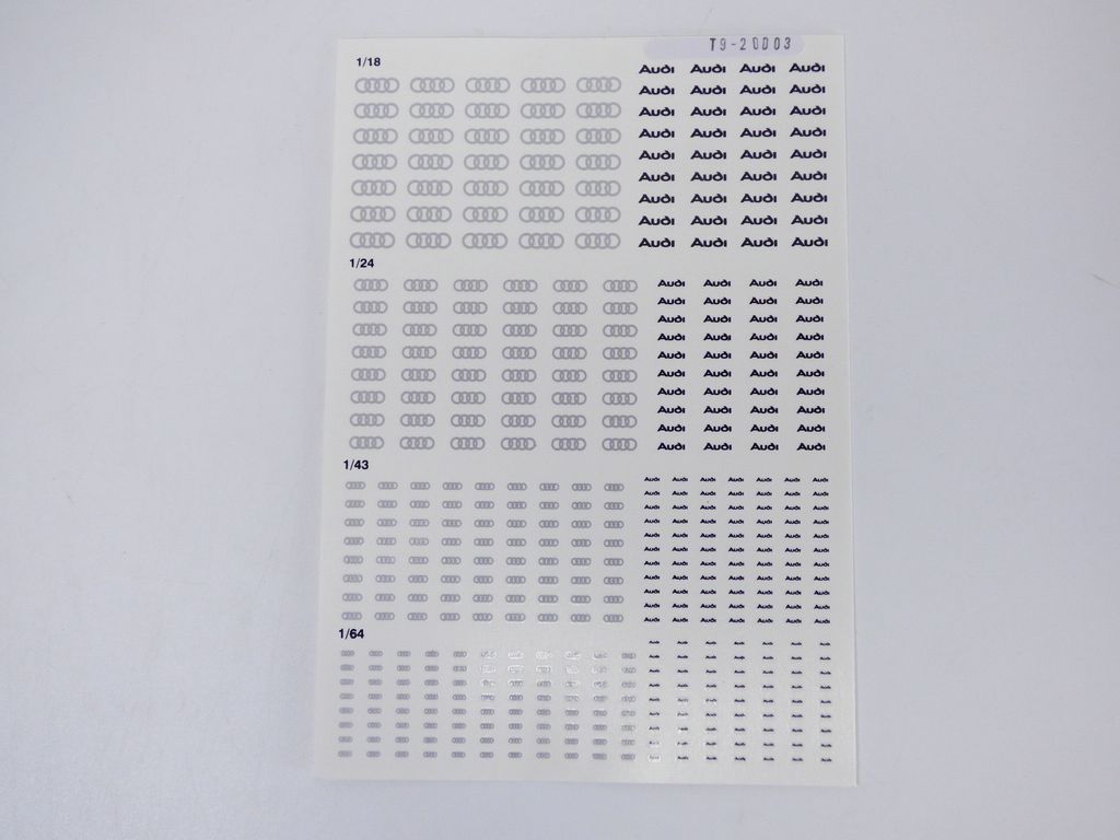 DECALCOMANIES réparation miniatures AUDI 1/18 1/24 1/43 1/64 Transfer