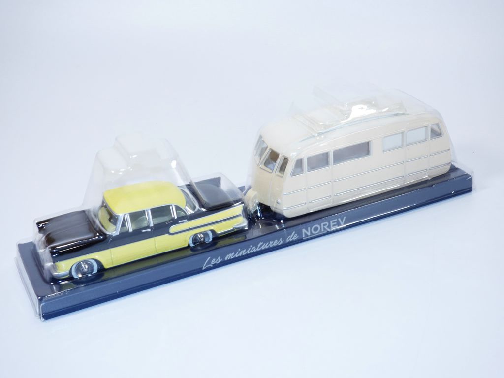 Miniature Norev 1/43 - SIMCA CHAMBORD 1958 Avec Caravane HENON - Neuve